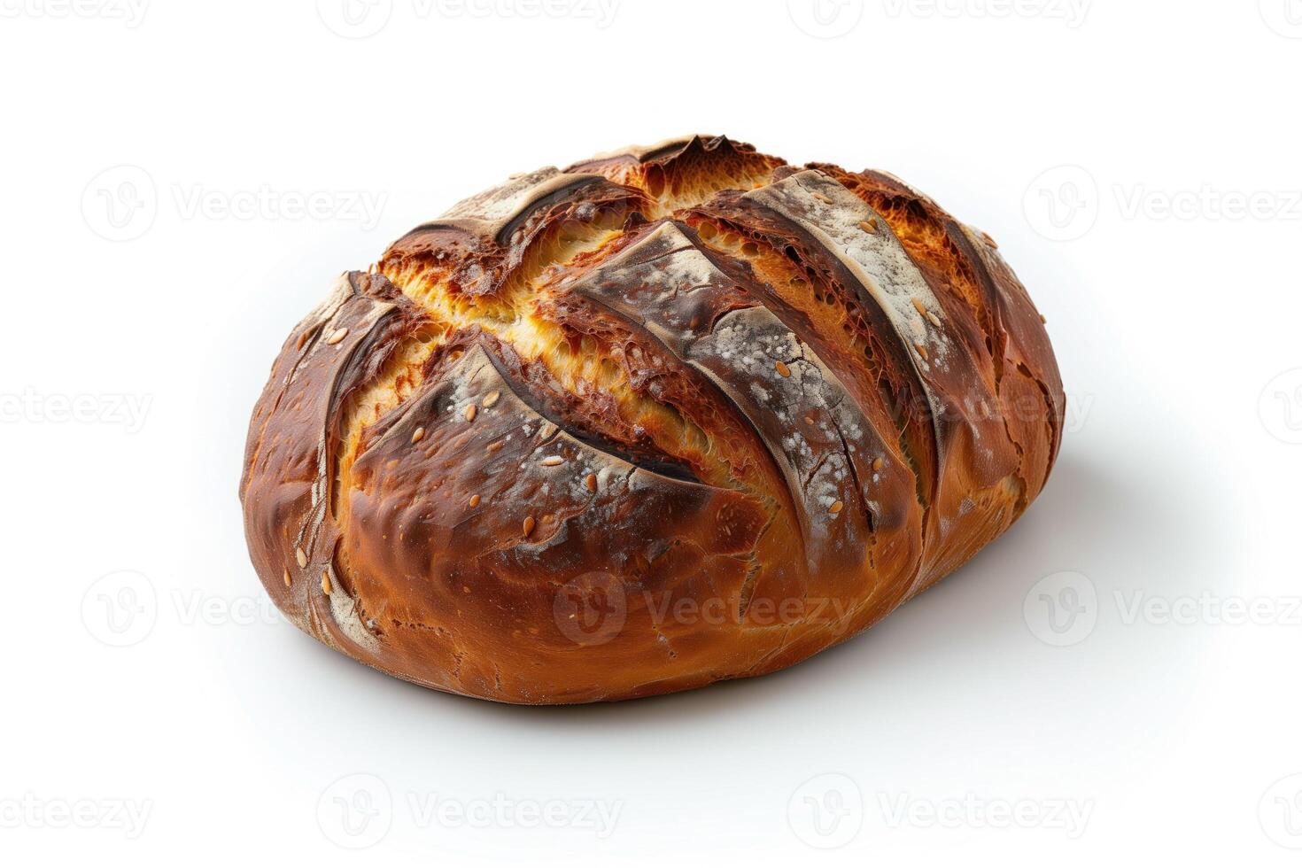 AI generated Freshly baked bread isolated on a white background photo
