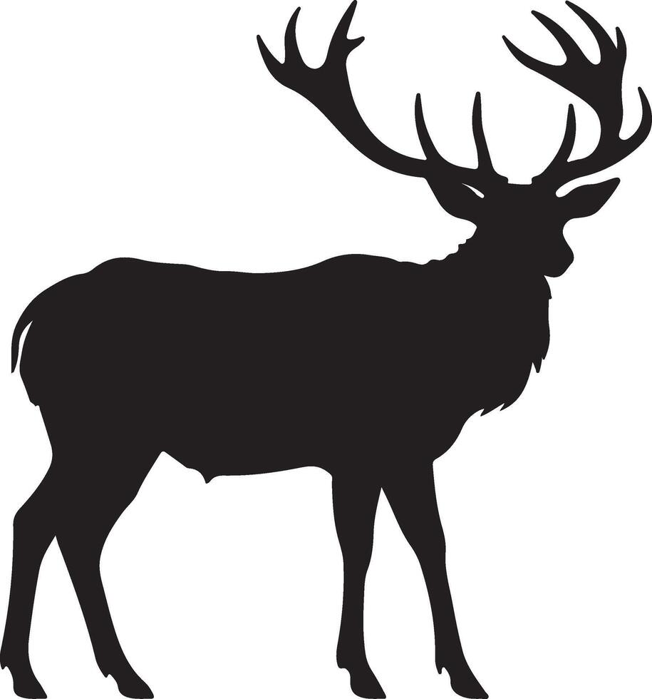 Elk Silhouette Vector Illustration White Background