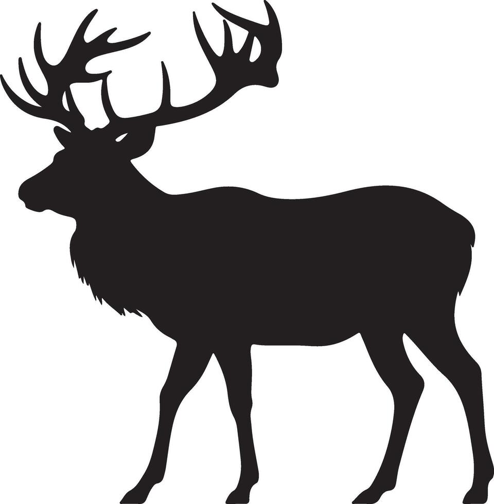 Elk Silhouette Vector Illustration White Background