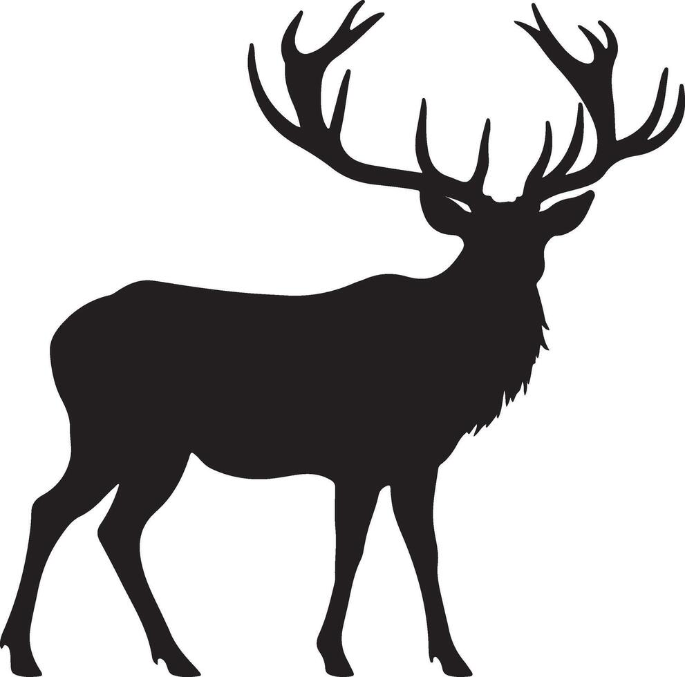 Elk Silhouette Vector Illustration White Background