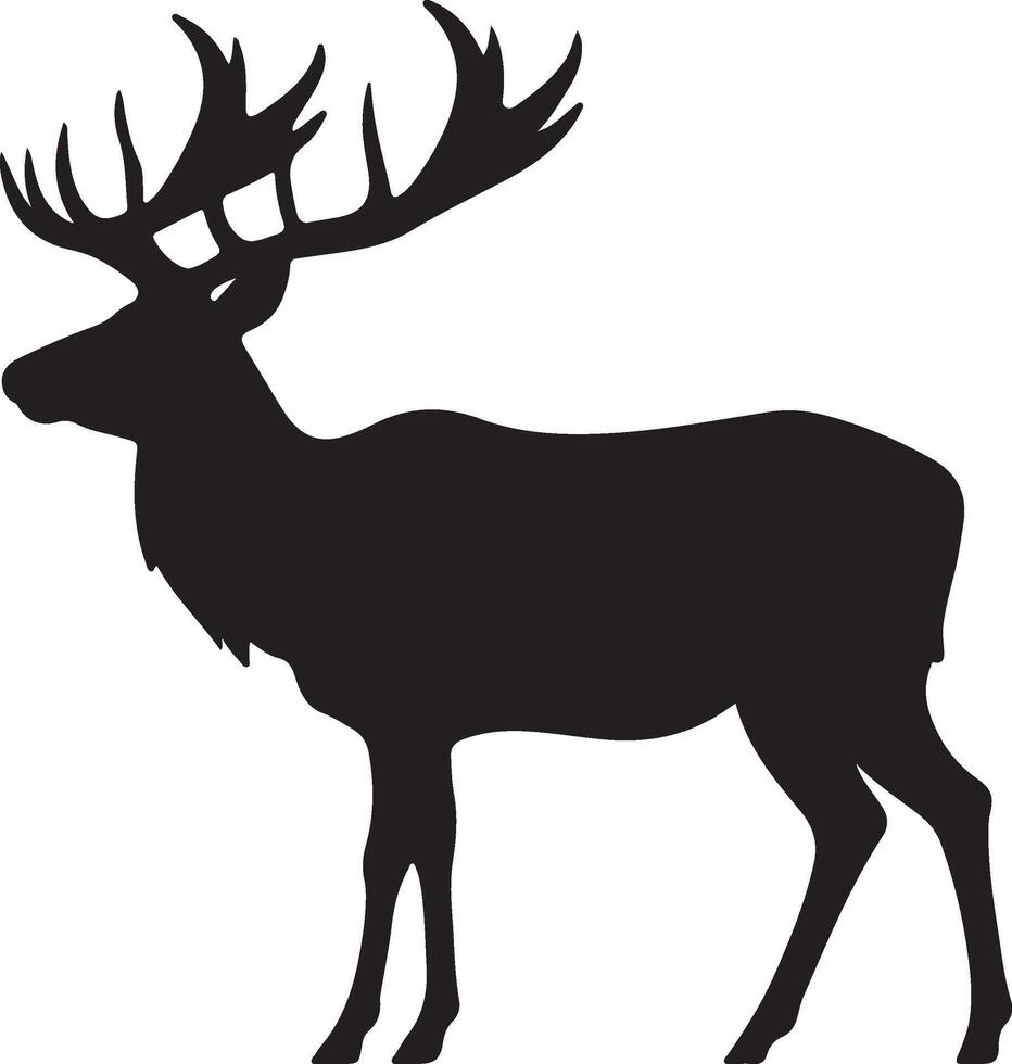 Elk Silhouette Vector Illustration White Background