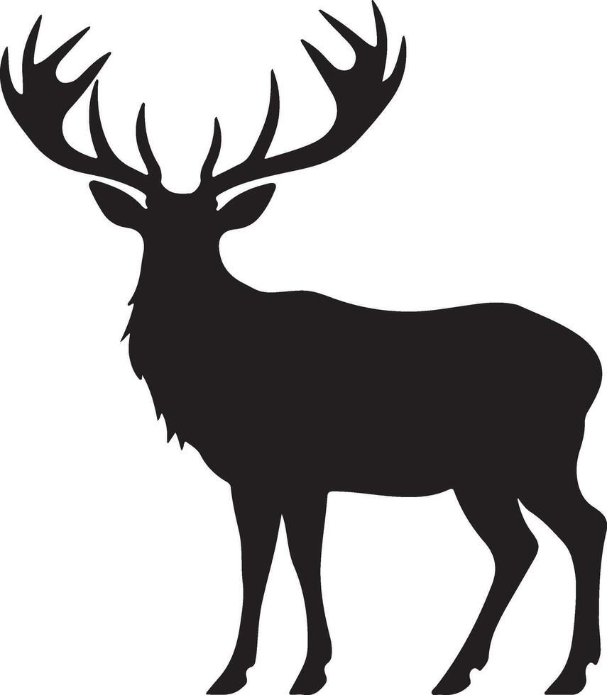 Elk Silhouette Vector Illustration White Background