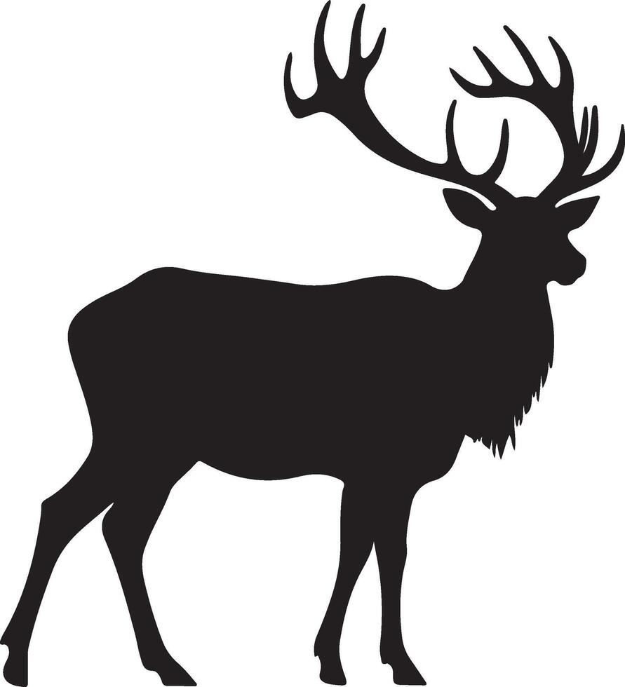 Elk Silhouette Vector Illustration White Background