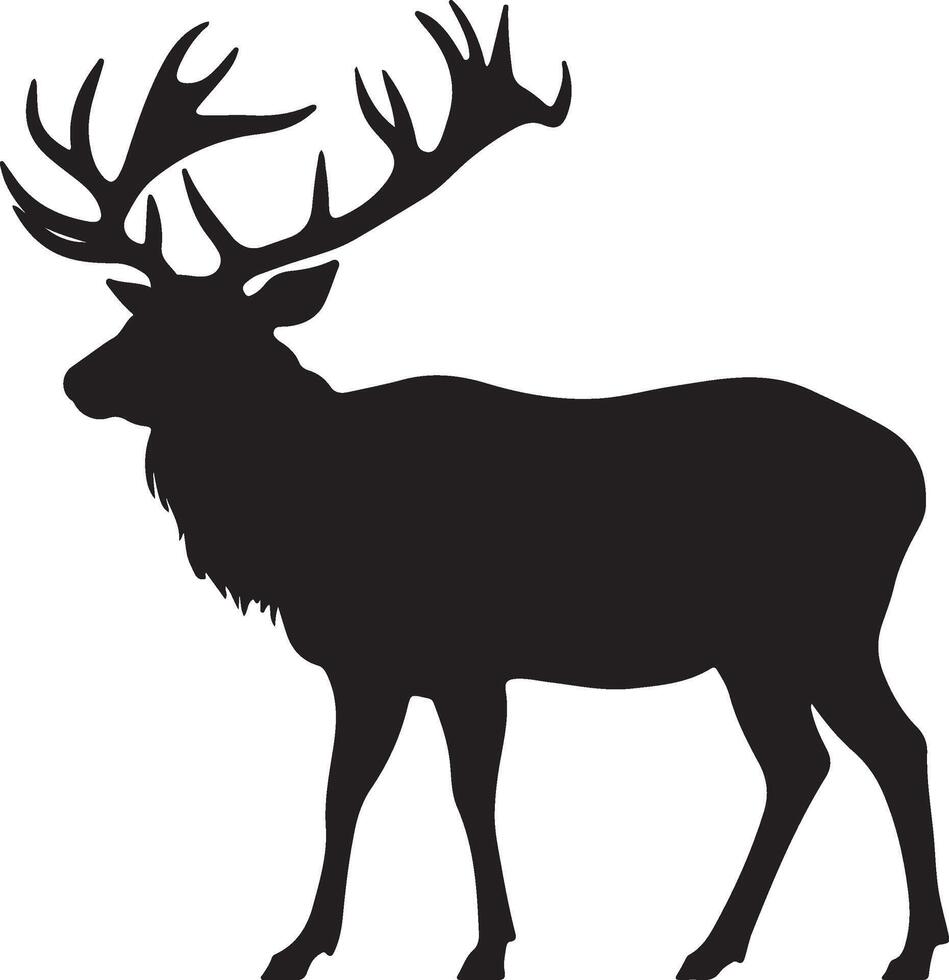 Elk Silhouette Vector Illustration White Background