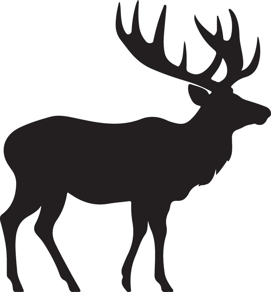 Elk Silhouette Vector Illustration White Background