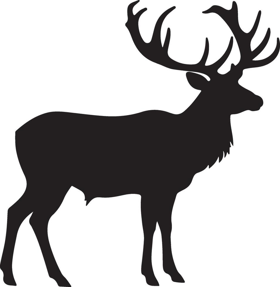 Elk Silhouette Vector Illustration White Background