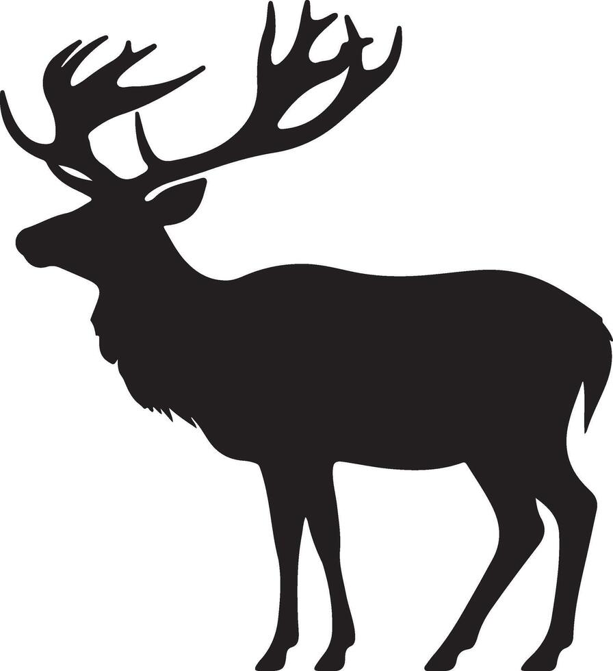 Elk Silhouette Vector Illustration White Background