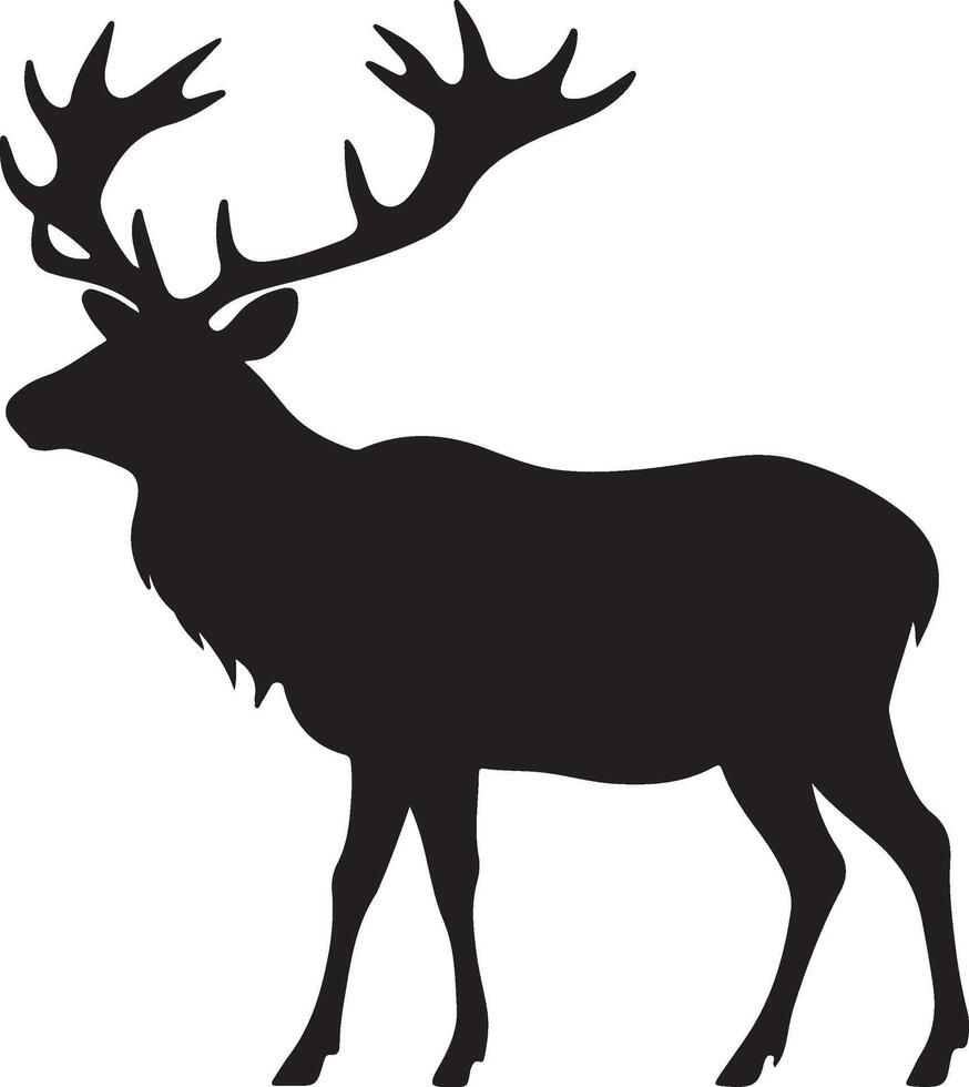 Elk Silhouette Vector Illustration White Background