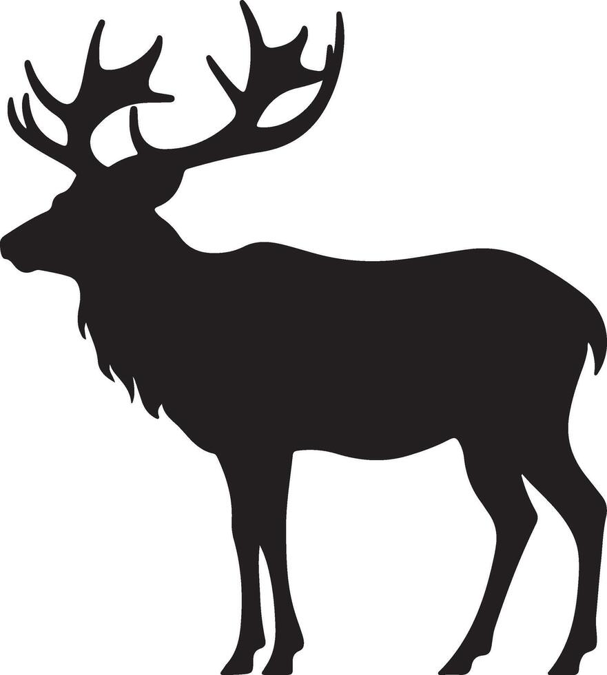 Elk Silhouette Vector Illustration White Background