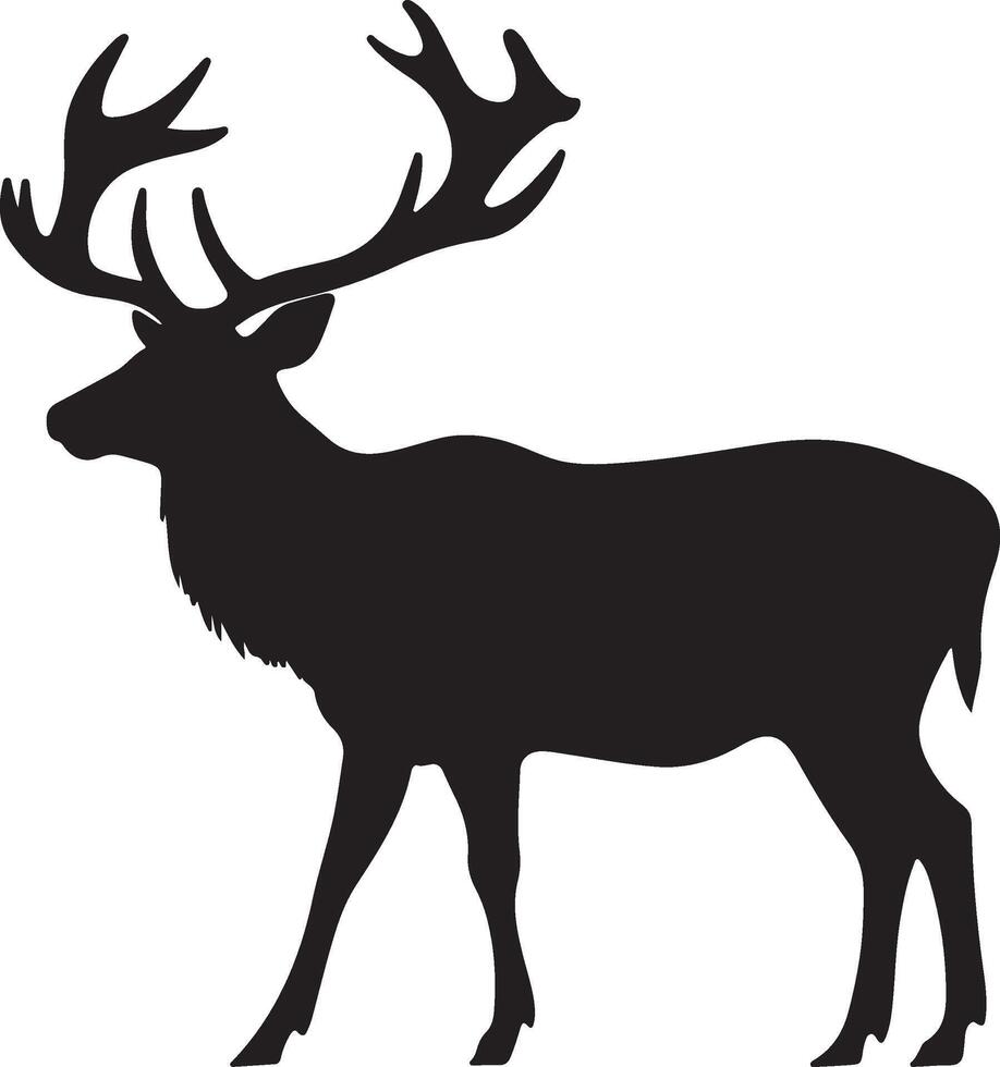 Elk Silhouette Vector Illustration White Background