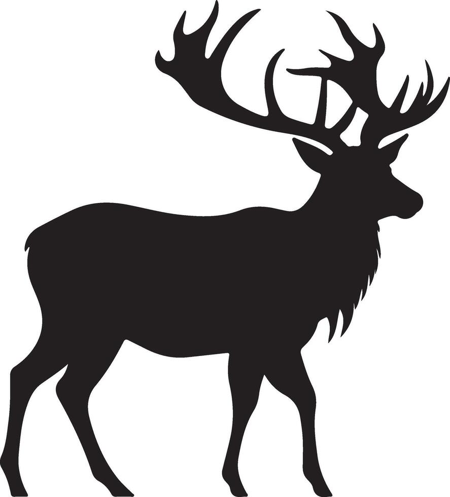 Elk Silhouette Vector Illustration White Background