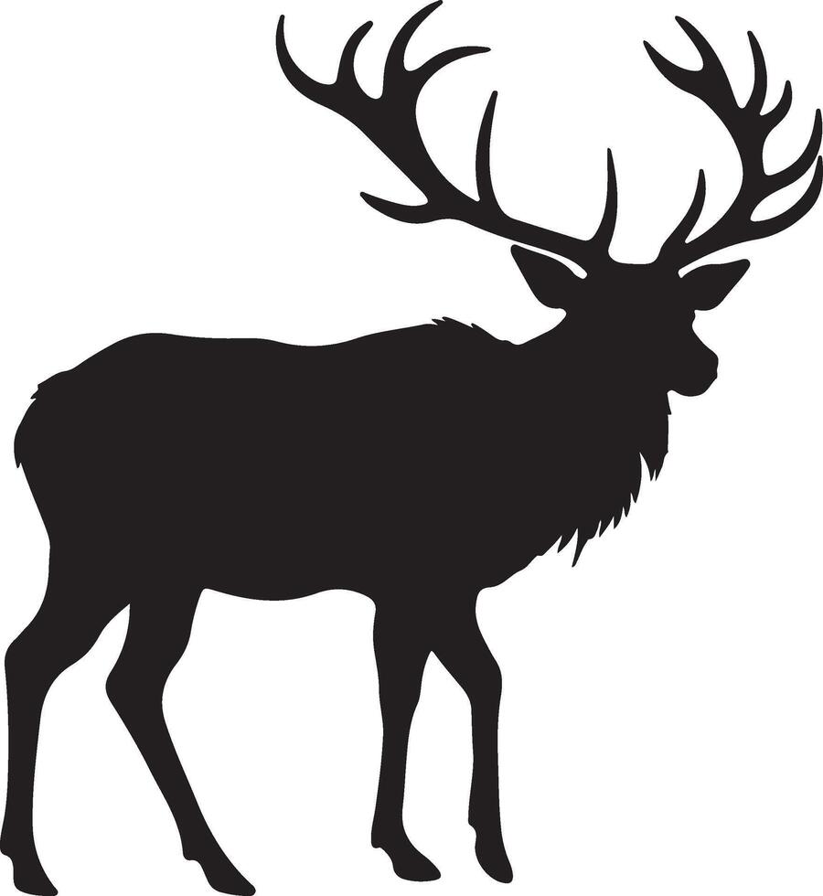 Elk Silhouette Vector Illustration White Background