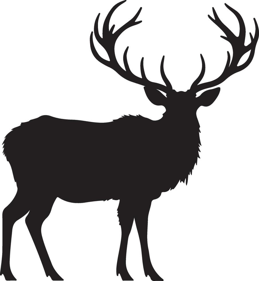 Elk Silhouette Vector Illustration White Background