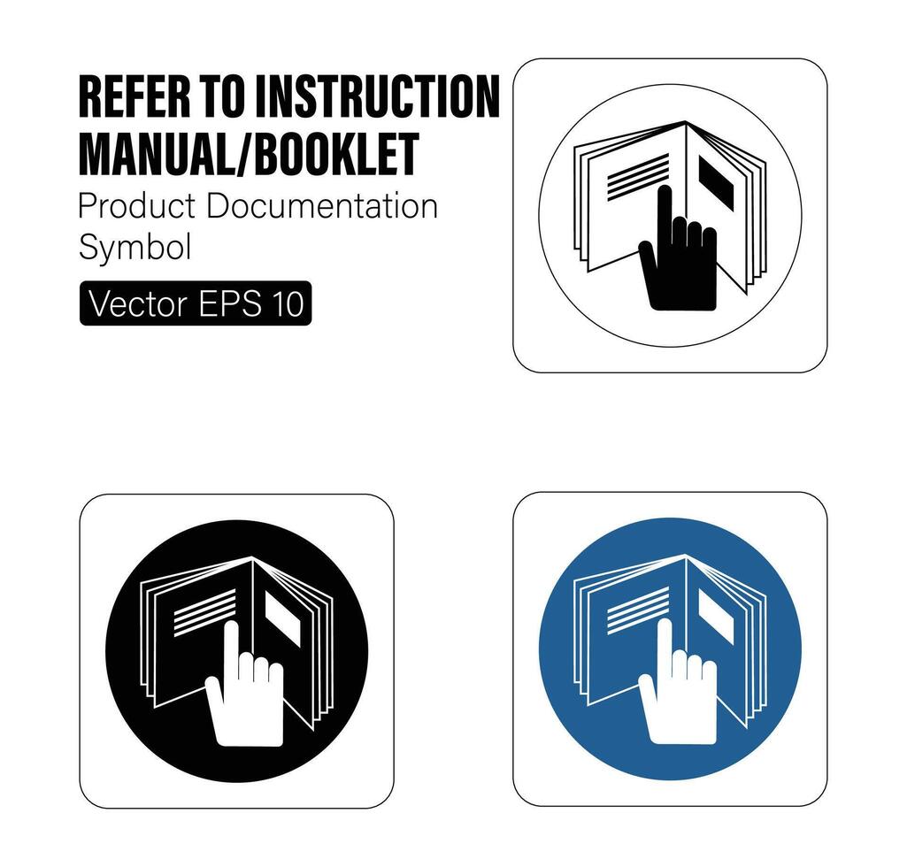 referir a instrucción manual producto documentación símbolo vector