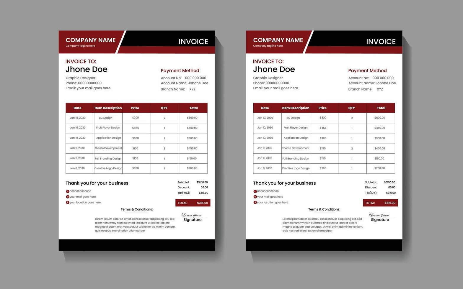 Invoice design template vector