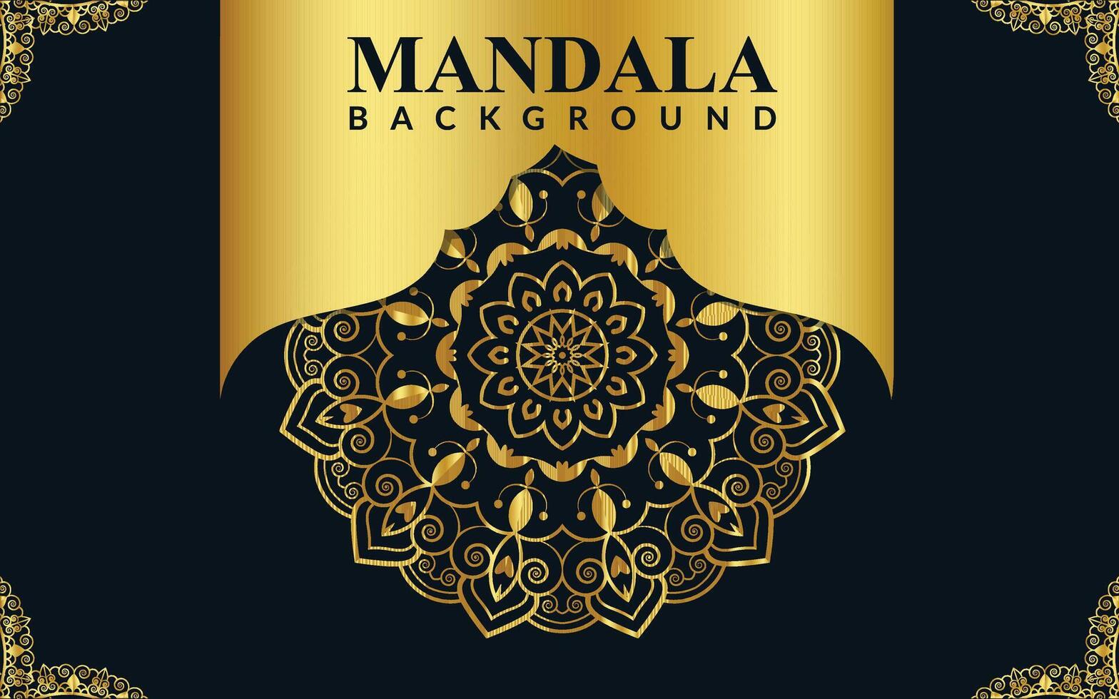 Luxury ornamental mandala design background in gold color vector