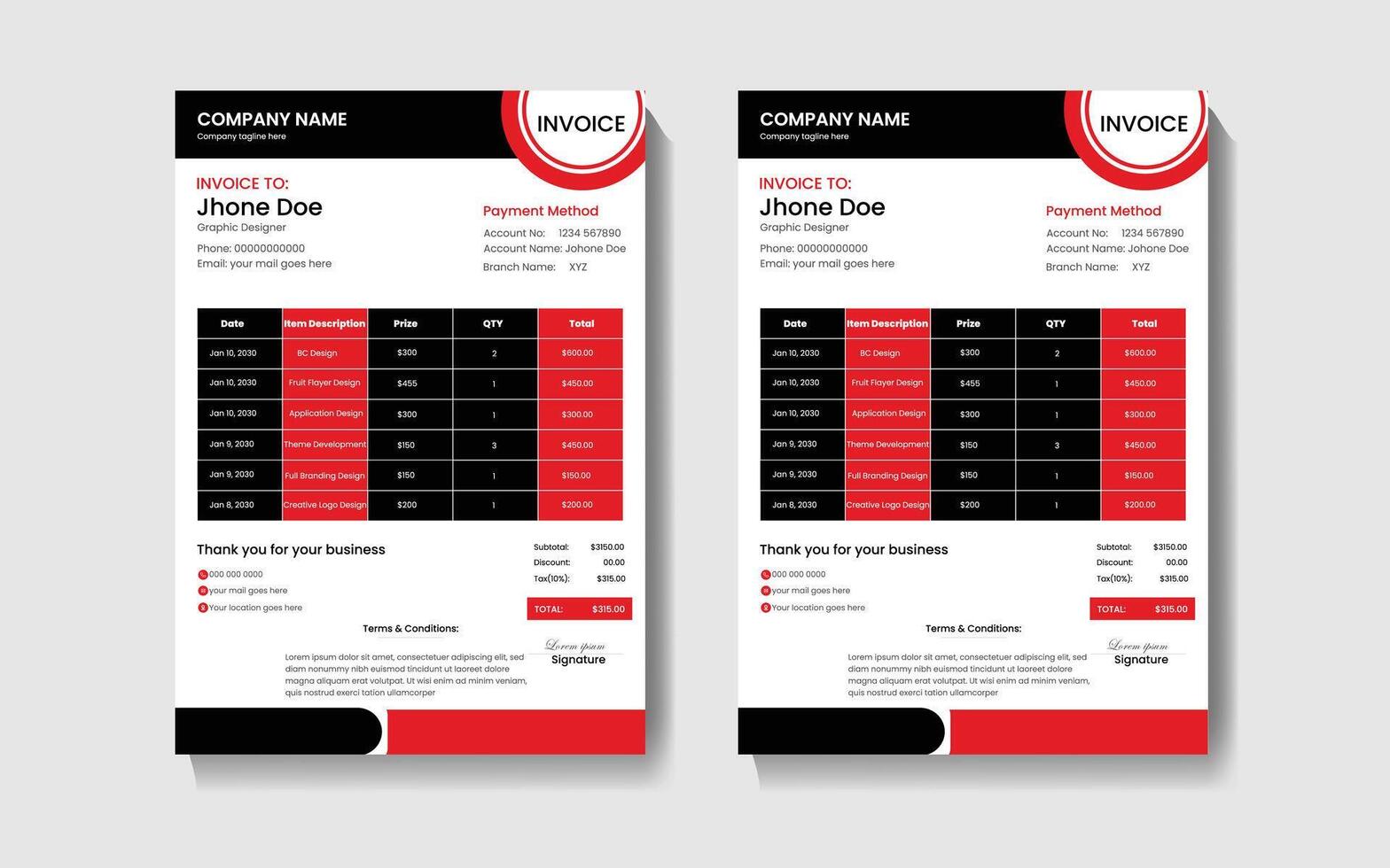 Invoice design template vector