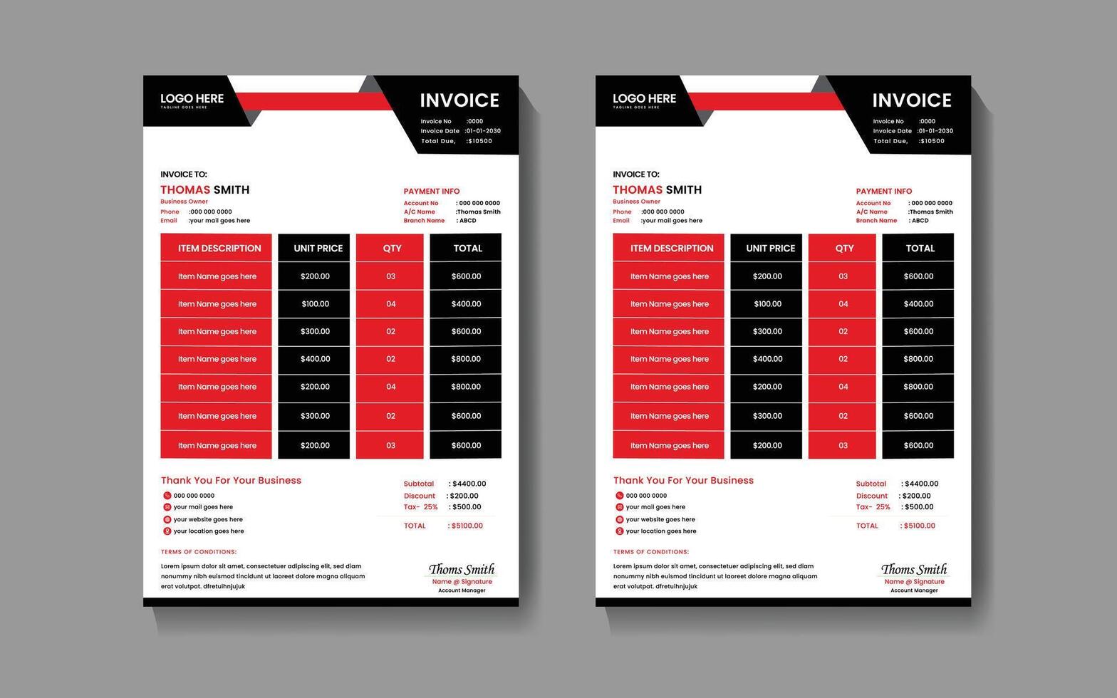 Invoice design template vector