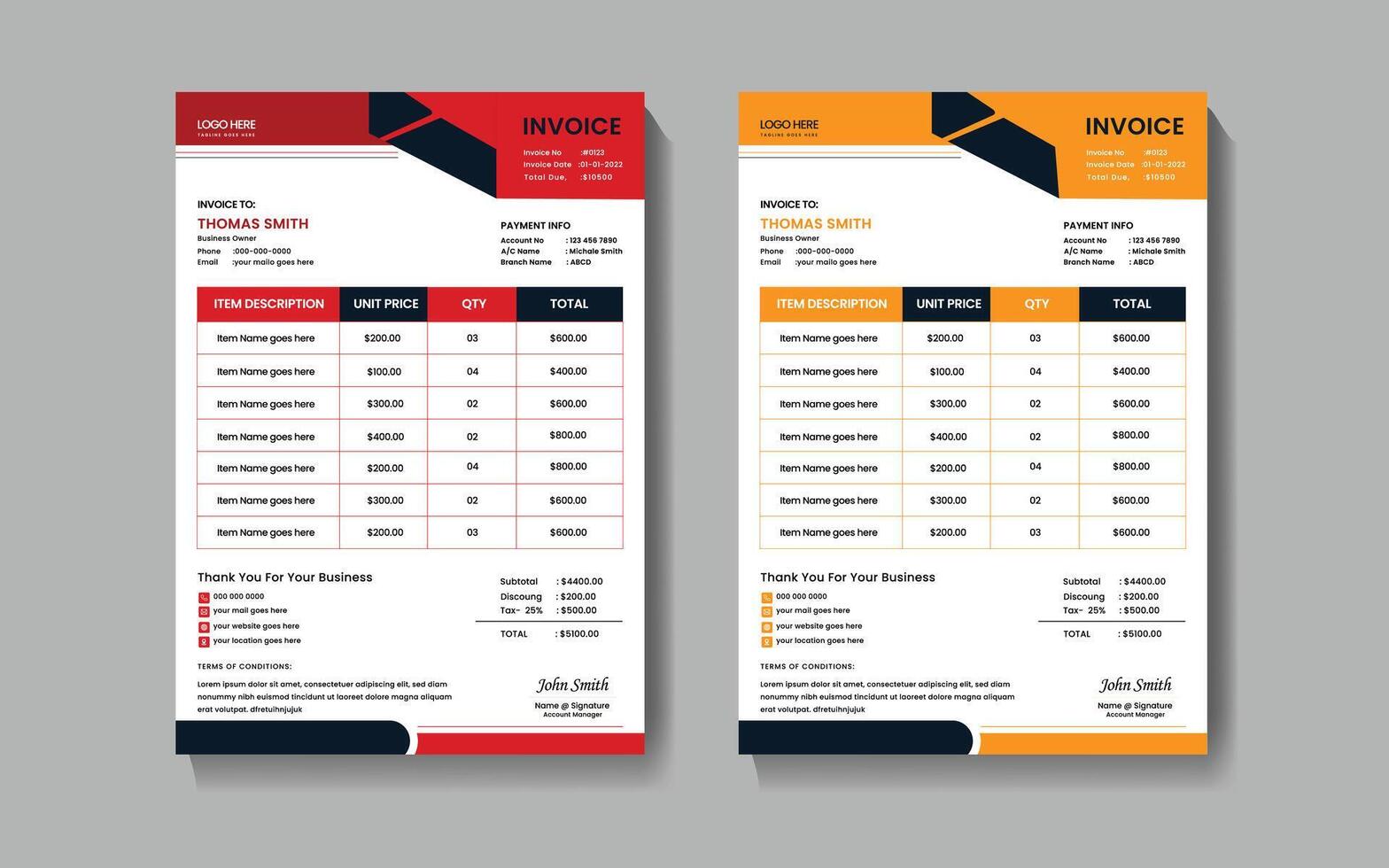 Invoice design template vector