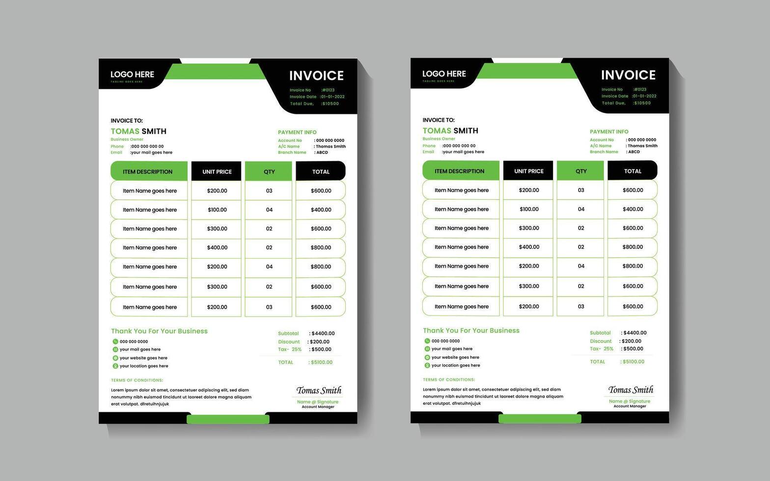 Invoice design template vector