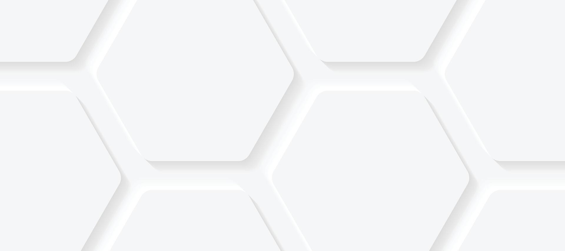 3D hexagon shape white abstract minimalist background vector