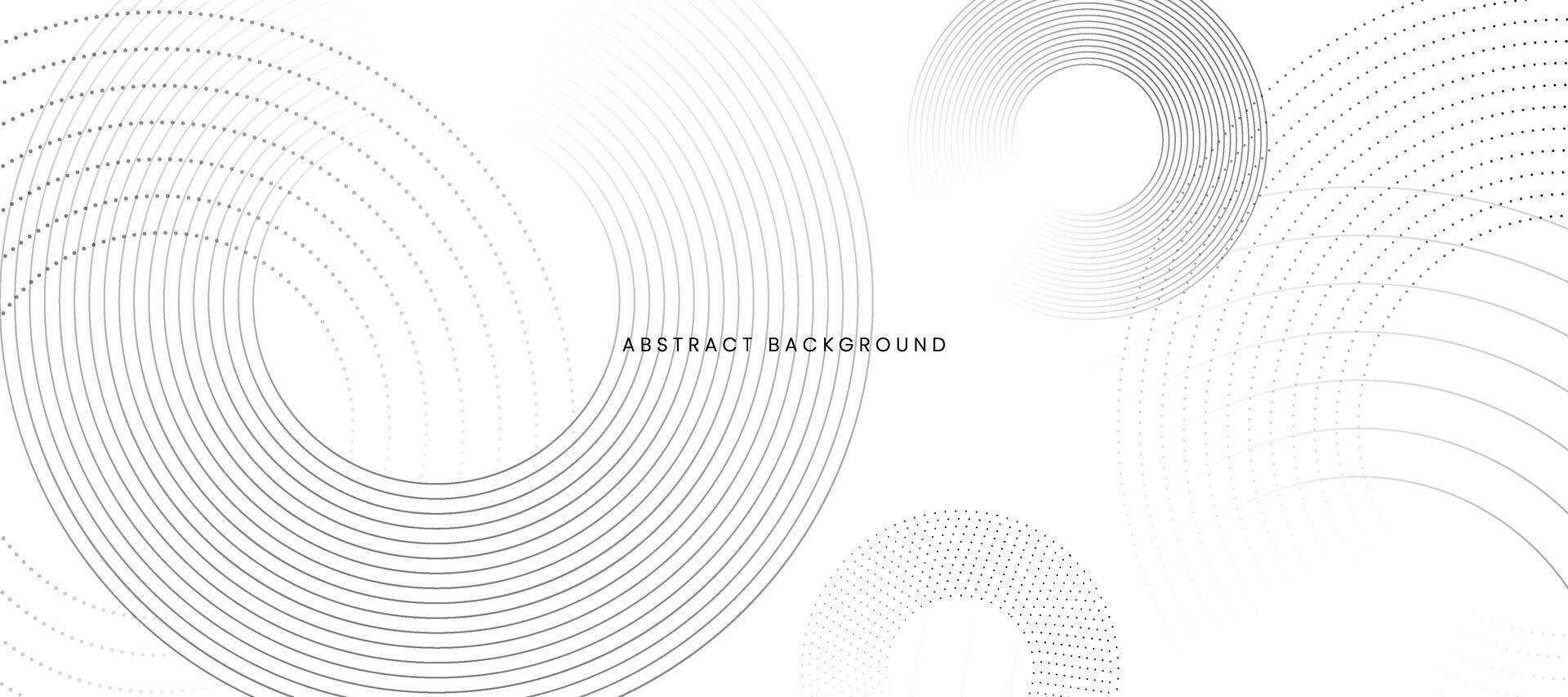 White abstract minimalist background with circle lines and dot pattern. vector