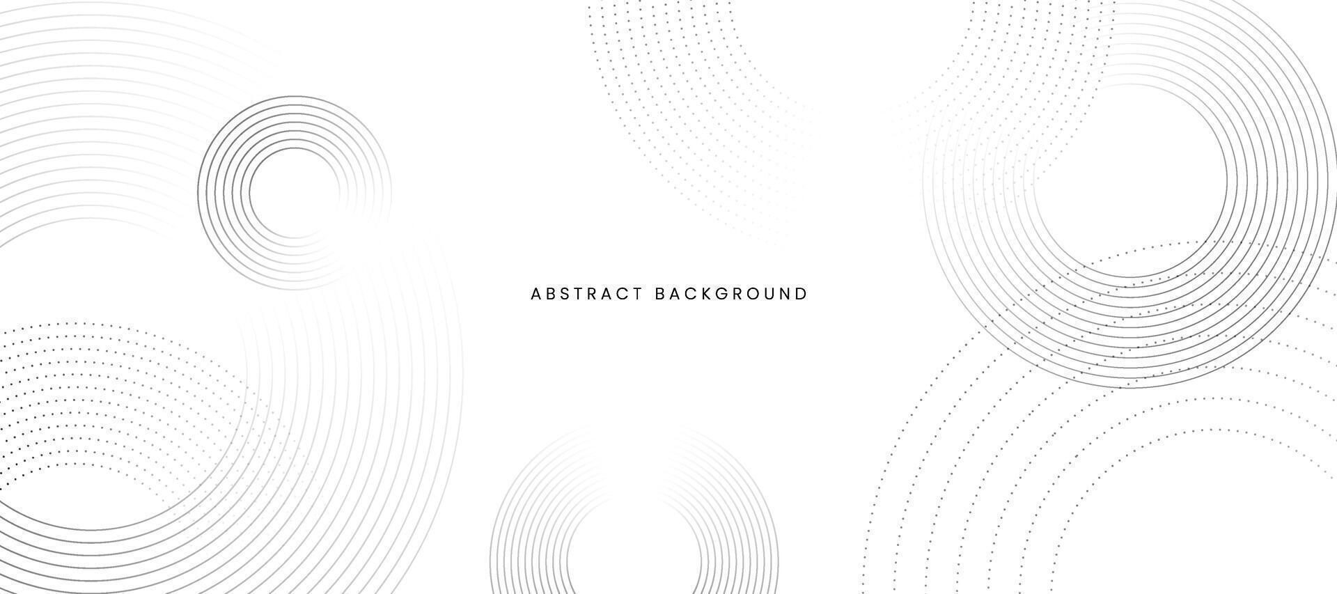 White abstract minimalist background with circle lines and dot pattern. vector