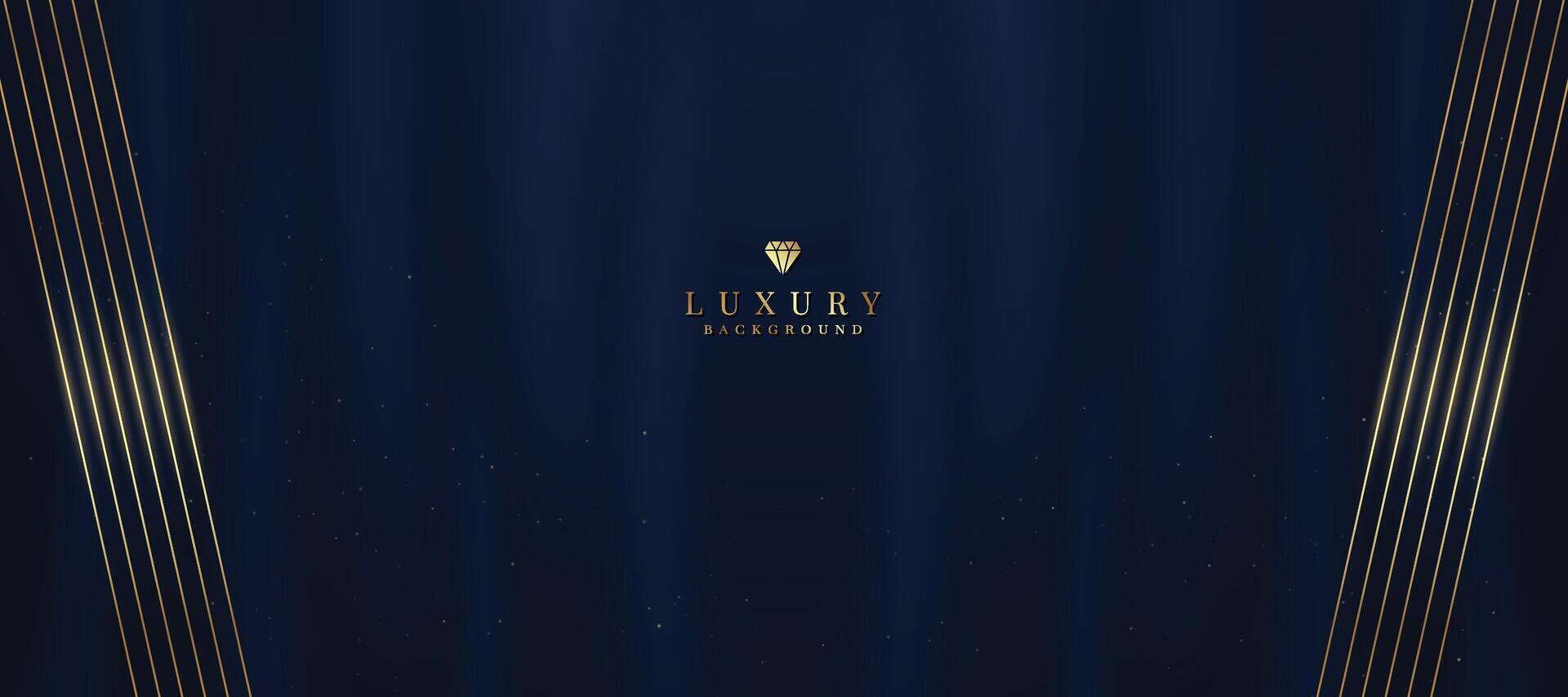 Luxurious dark blue background with sparkling gold and glitter. modern elegant abstract background vector