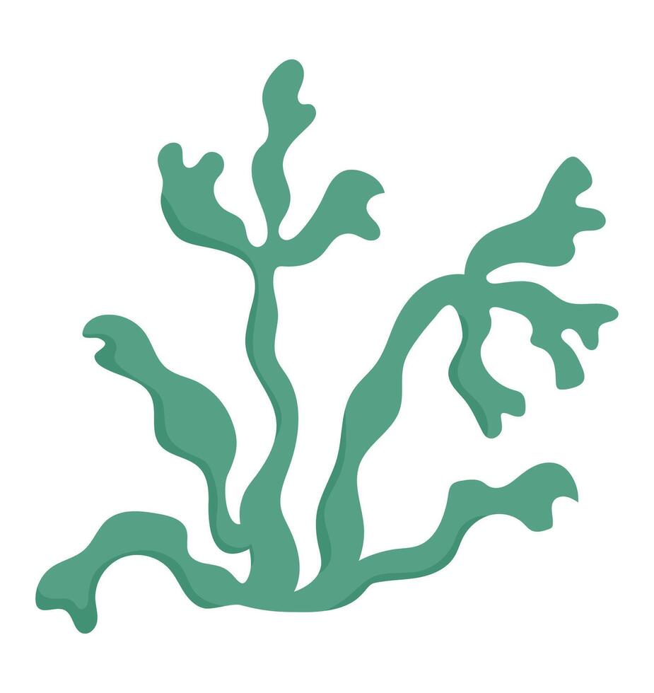 Vector green seaweeds icon. Under the sea illustration with cute fucus. Ocean plant clipart. Cartoon underwater or marine clip art for children isolated on white background
