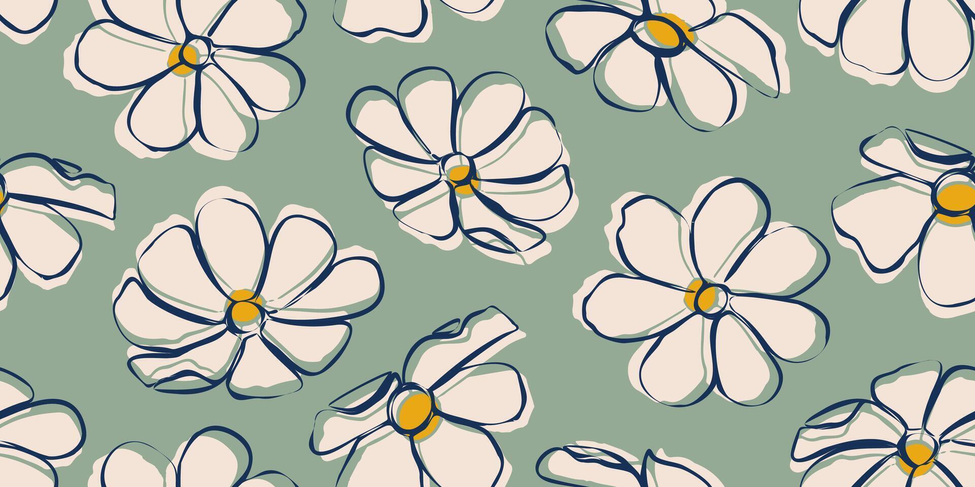 Exotic hand drawn flowers, seamless patterns with floral for fabric, textiles, clothing, wrapping paper, cover, banner, home decor, abstract backgrounds. Vector illustration.