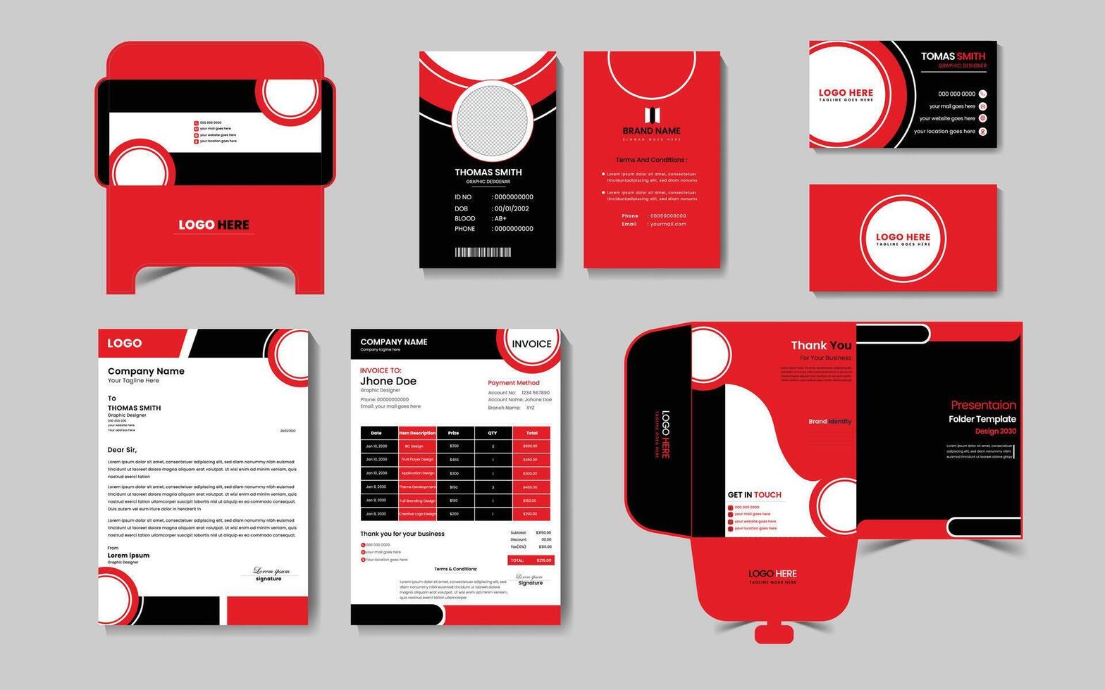 corporativo identidad moderno negocio oficina papelería conjunto diseño con ilustraciones vector