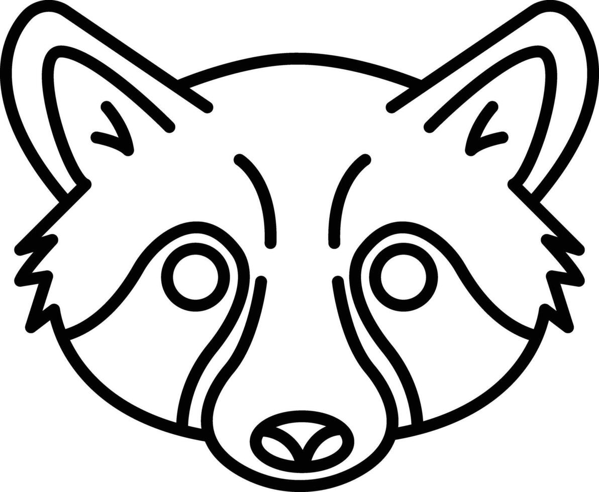 Raccoon face outline vector illustration