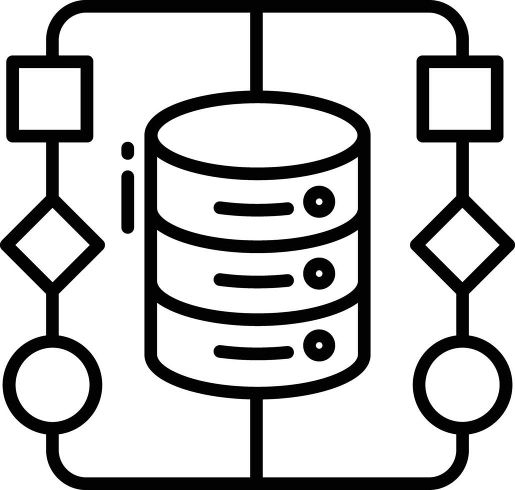 Database algorithm outline vector illustration