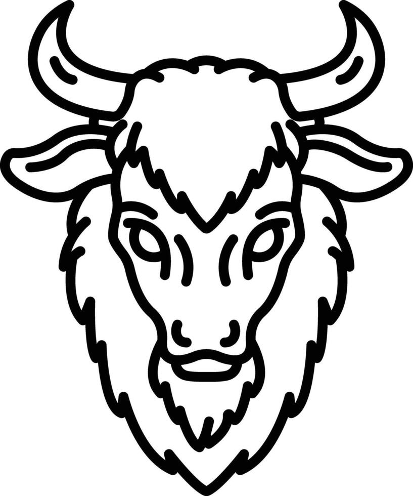 Yak face outline vector illustration