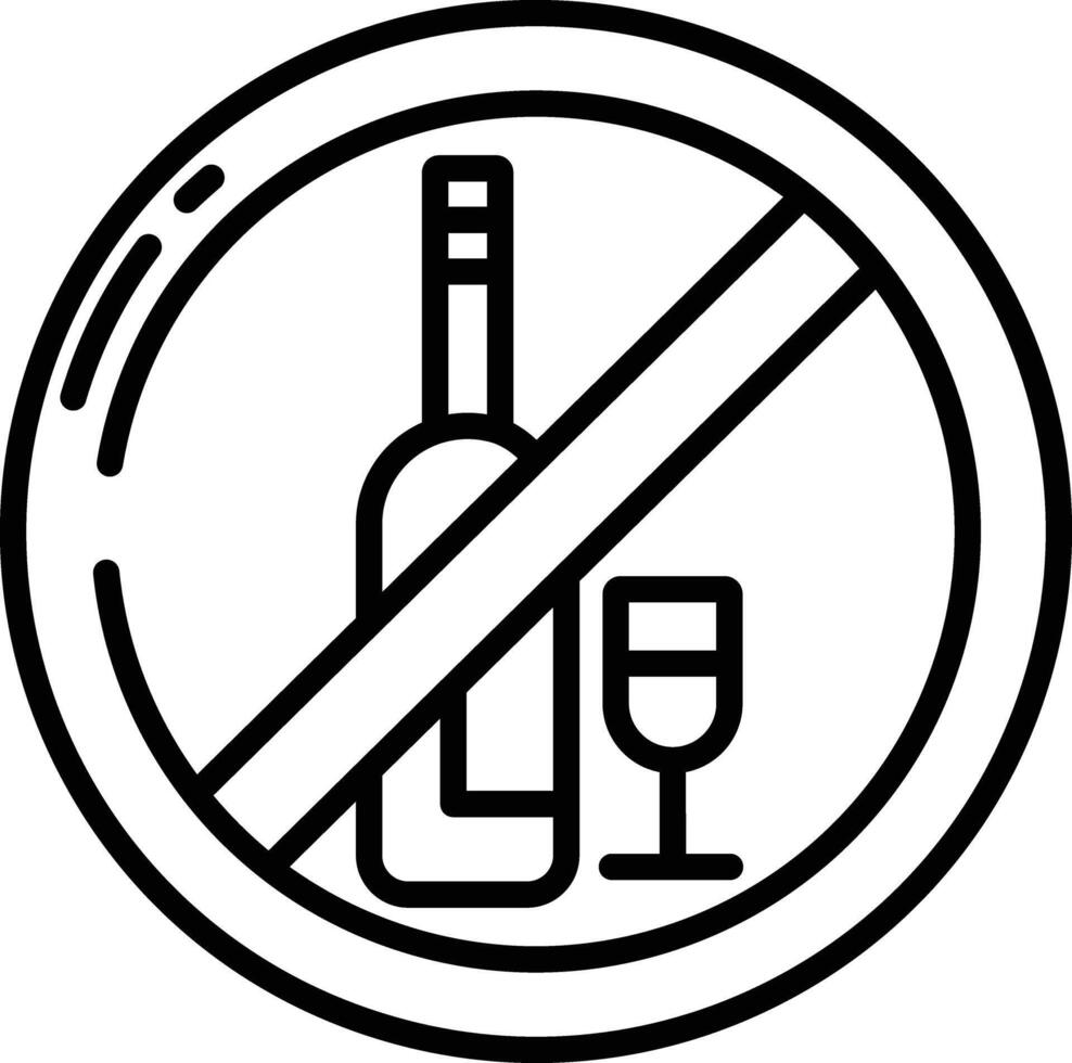 No Alcohol outline vector illustration