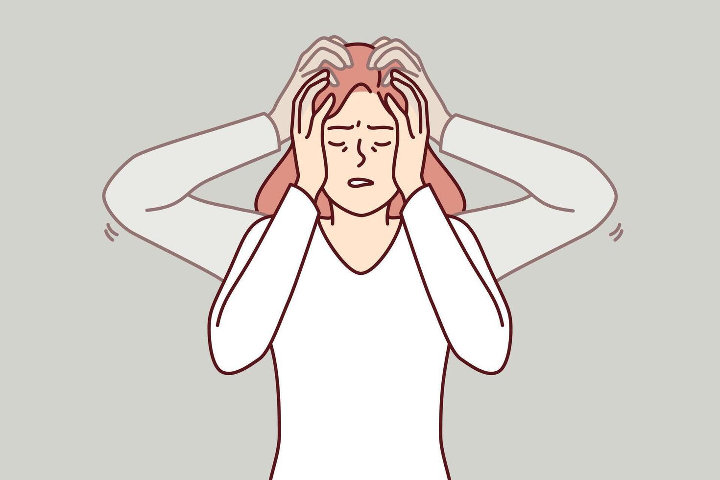 Woman experiences dizziness caused by bppv syndrome, which disrupts brain function vector