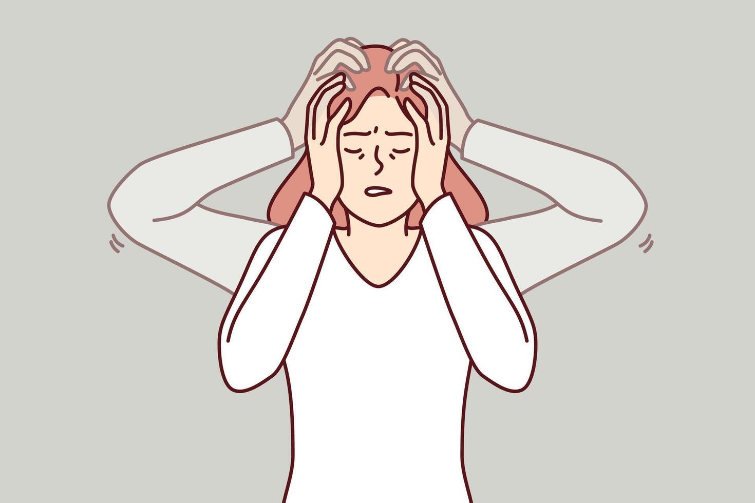 Woman experiences dizziness caused by bppv syndrome, which disrupts brain function vector