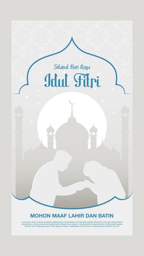 Eid Mubarak Social Media post and stories white background vector