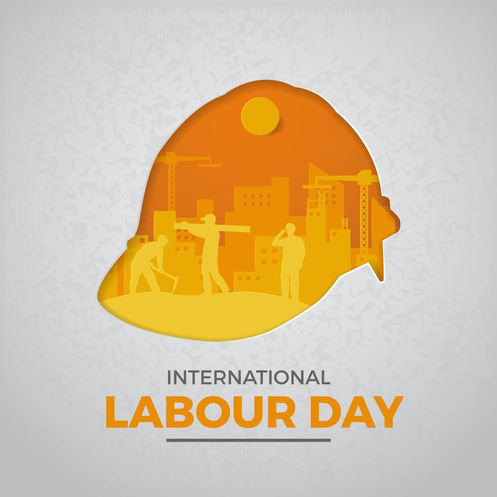 International Labour Day Paper Cut Social Media Post Template vector