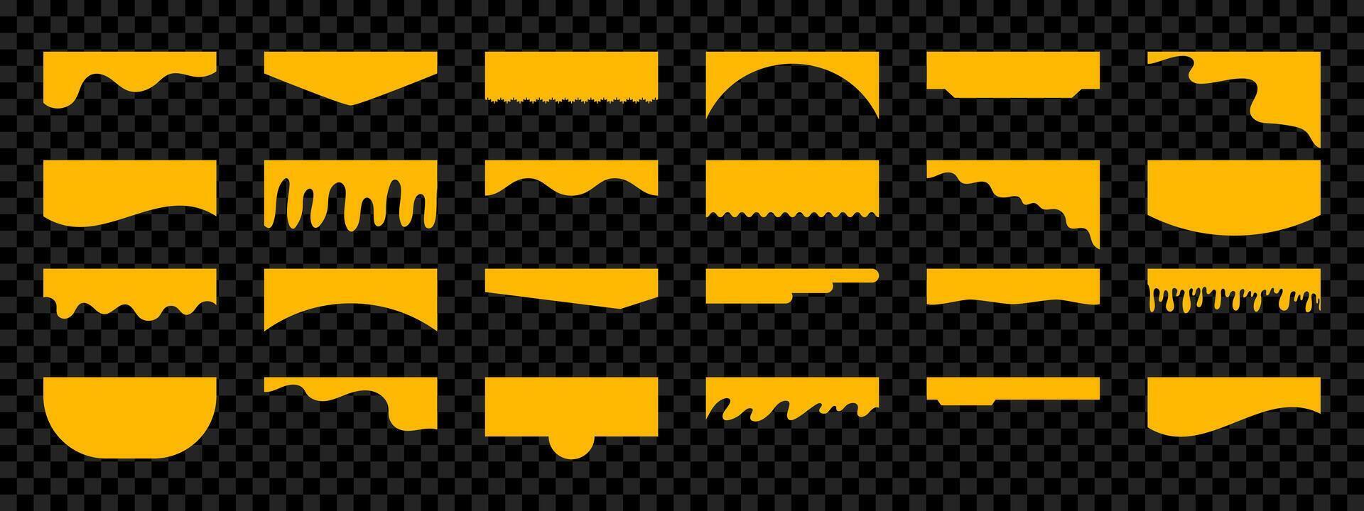 Border shape and separator set with drops, waves, organic and geometric shapes. Isolated vector template for website, app, poster, banner.