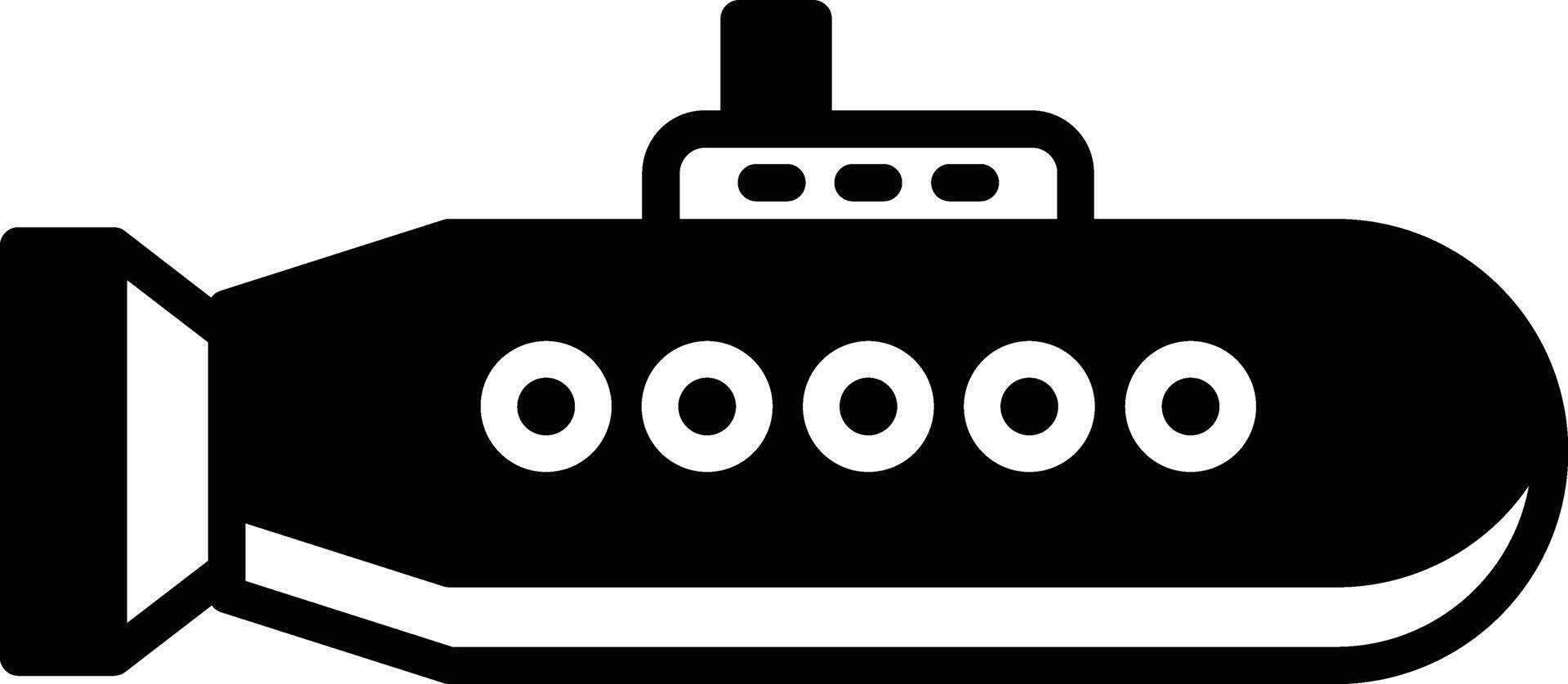 Submarine glyph and line vector illustration