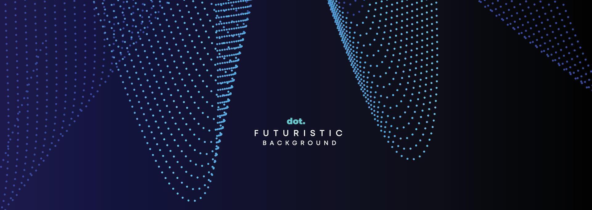 Dark Blue Green Gradient Flowing Dot Waving Particle Geometric Technology Abstract Banner Background. Digital Futuristic Navy Blue Dotted Wave Concept For Science, Music cover, website, header vector