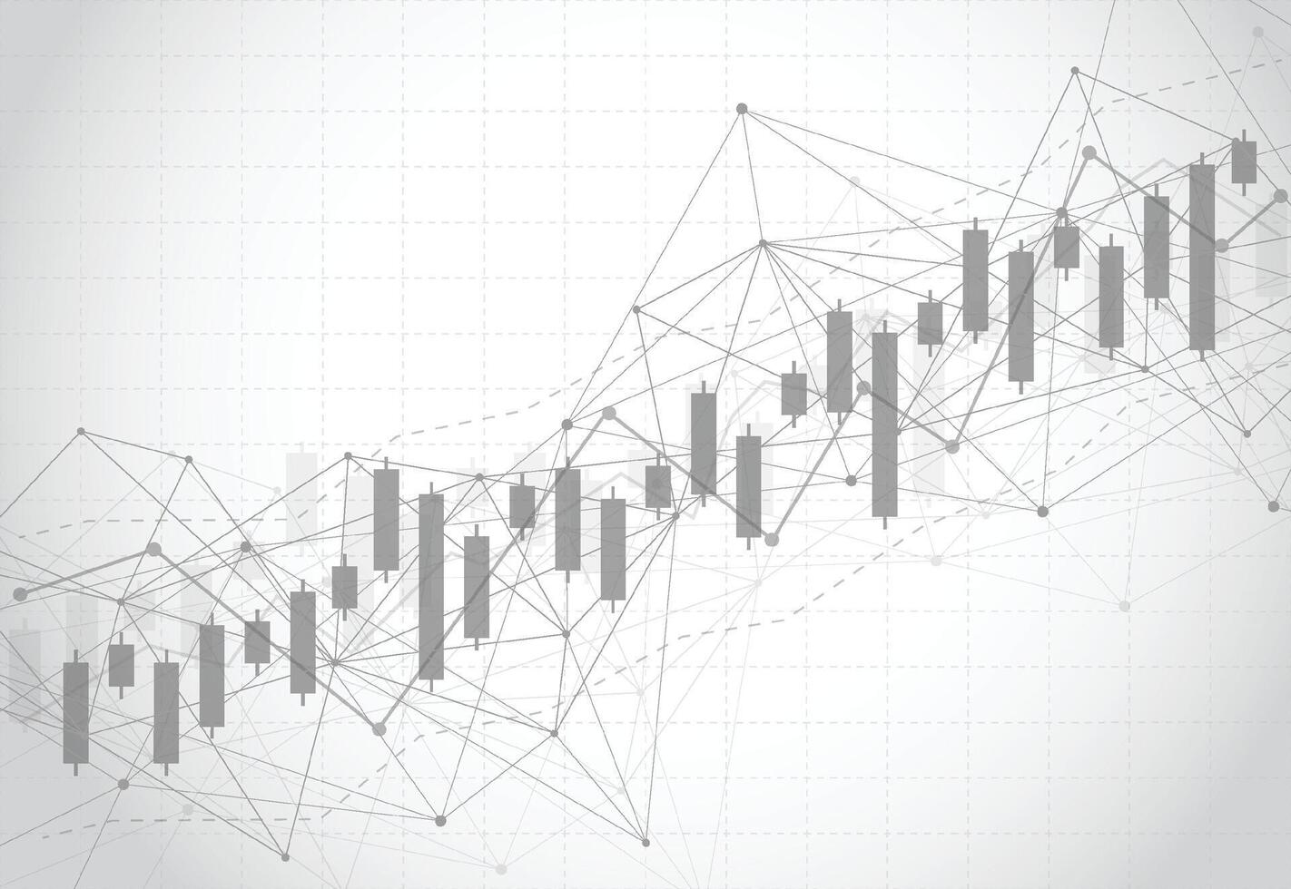 Gráfico de gráfico de velas de negocios de la negociación de inversiones en el mercado de valores en un diseño de fondo oscuro. punto alcista, tendencia del gráfico. ilustración vectorial vector