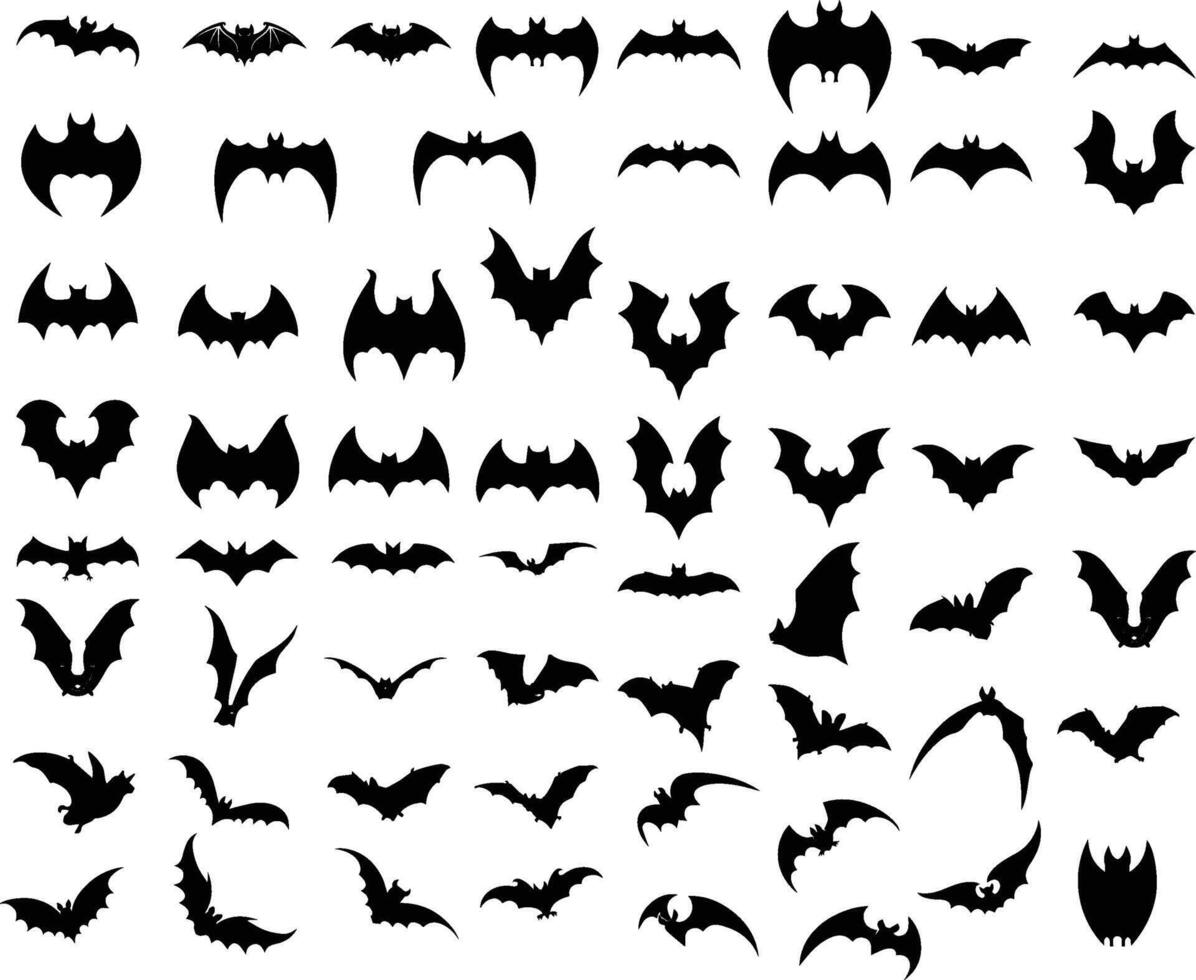 silueta colección de murciélago animal vector