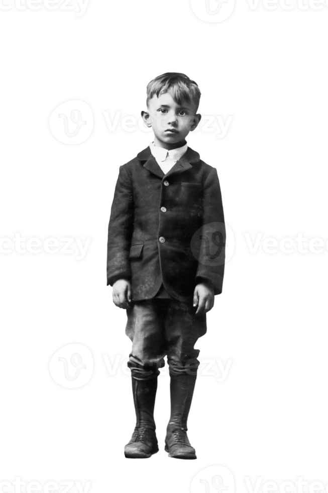 AI generated Old style photo of a young boy isolated image png