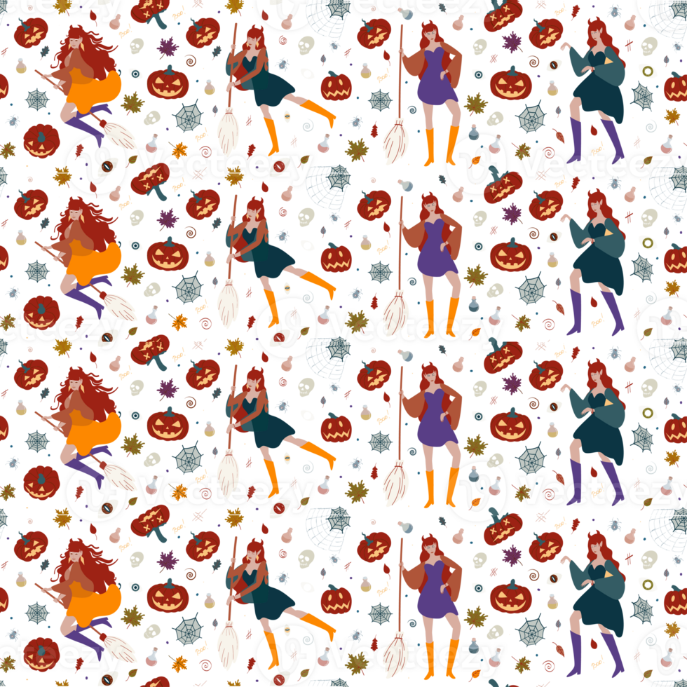 Halloween spooky seamless pattern png