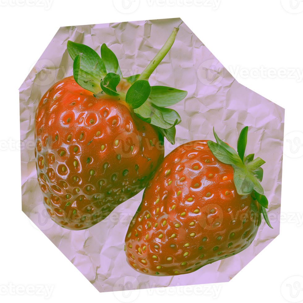 AI generated Photo of strawberry fruit on crumpled paper faded colors element png