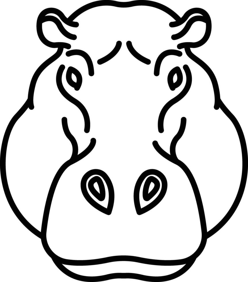 Hippopotamus face outline vector illustration