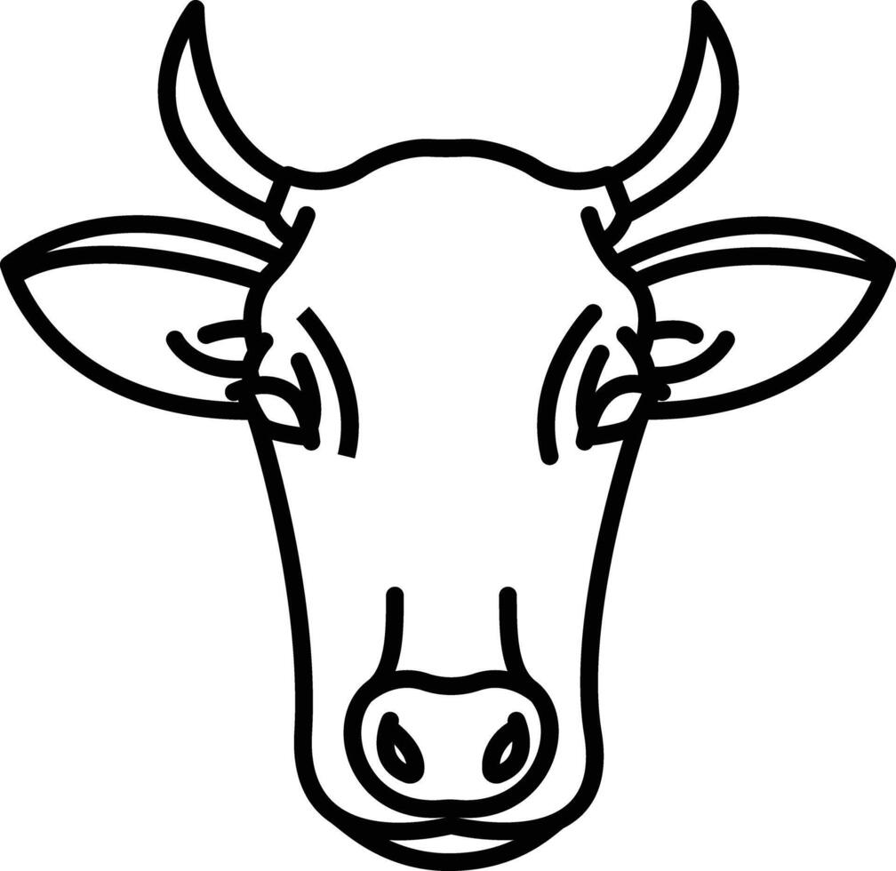 Cow face outline vector illustration