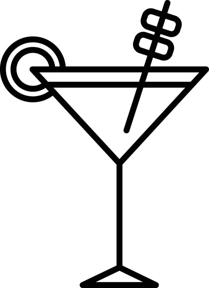 Martini Glass and Bottle outline vector illustration